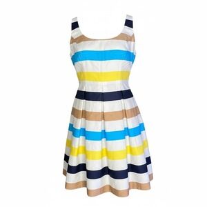 Nine West Shanti Blue Multi Striped Sleeveless Dress‎ 6 Colorful Cottage NWT